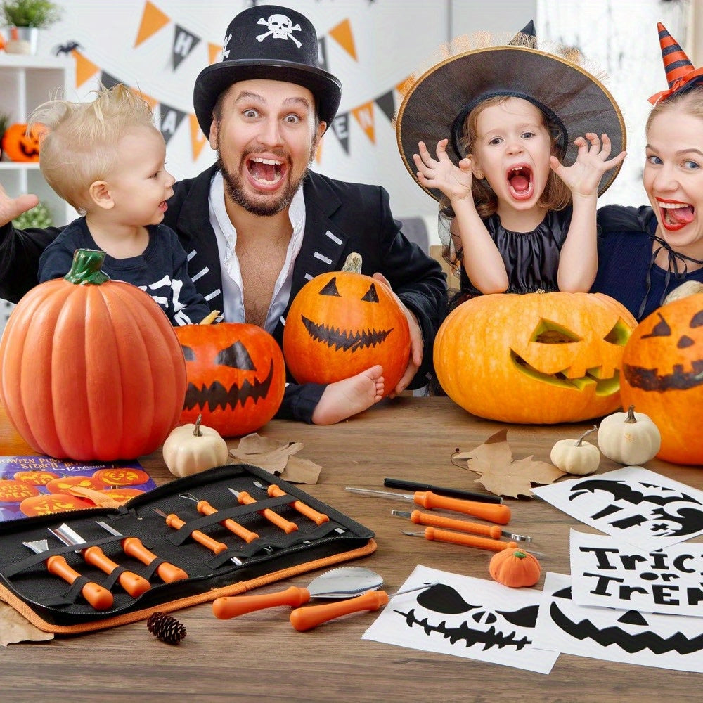 Siopsrl| Halloween Pumpkin Carving Kit with Stencils | Easy Carved Pumpkins Reusable Tools