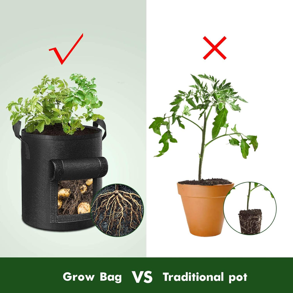 Siopsrl| 5/7/10/15 Gallon Potato Planting Growing Thickened Nonwoven Plant Fabric Pot Nursery Bags for Home Gardening