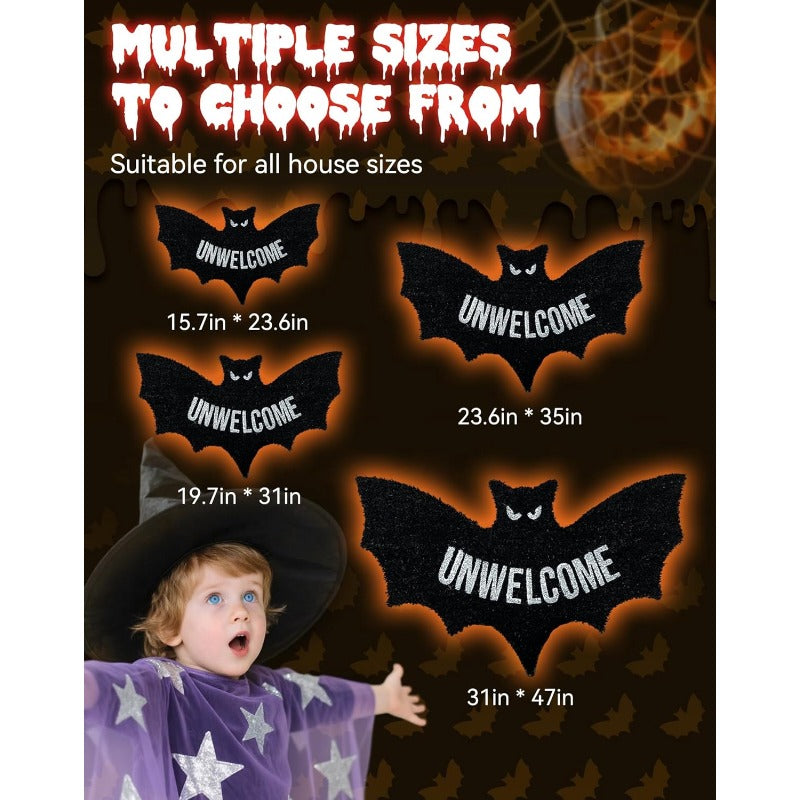 Siopsrl| UNWELCOME Halloween Bat Doormat – Spooky Decorative Entry Rug for Porch, Patio, or Indoor Use