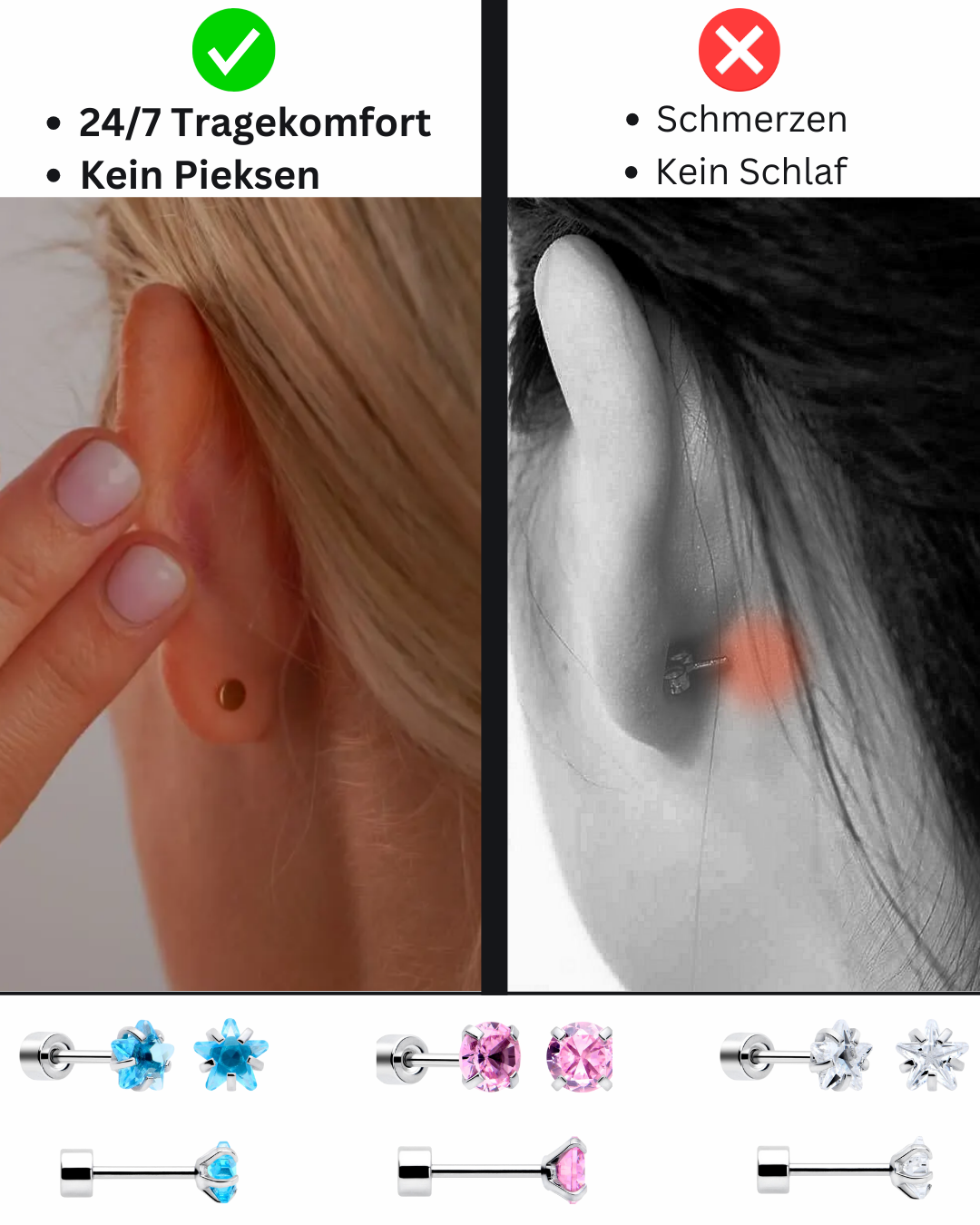 Ear studs with flat back | Siopsrl