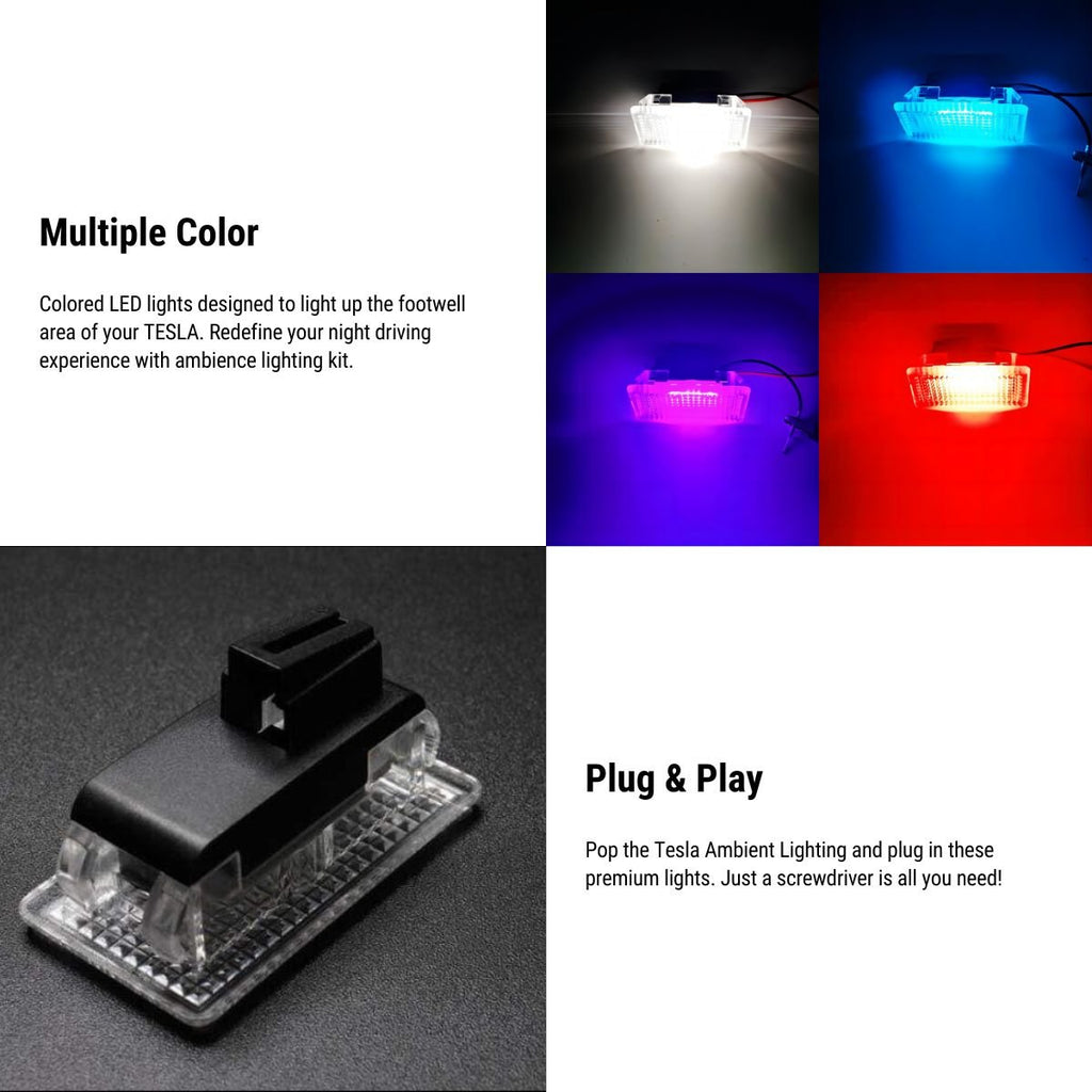 siopsrlFootwell / Puddle / Glovebox / Frunk / Trunk LED Lights for Model 3/Y/S/X