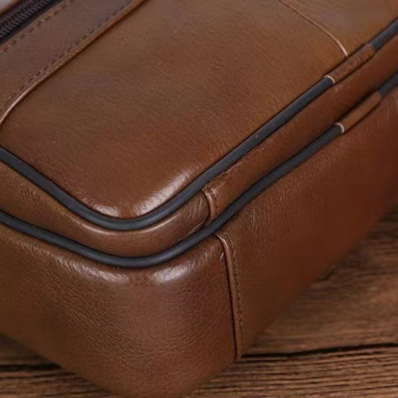 siopsrl | Leather Men’s Shoulder Bag – Spacious Cowhide Bag with Adjustable Strap