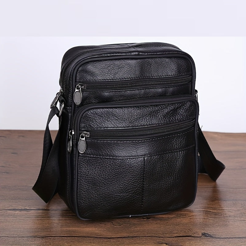 siopsrl | Leather Men’s Shoulder Bag – Spacious Cowhide Bag with Adjustable Strap