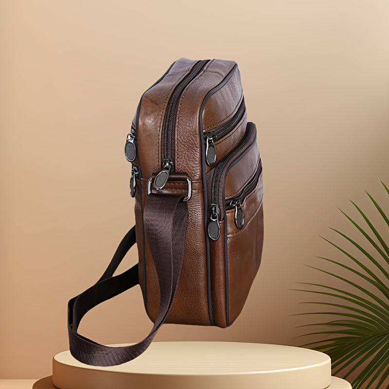siopsrl | Leather Men’s Shoulder Bag – Spacious Cowhide Bag with Adjustable Strap