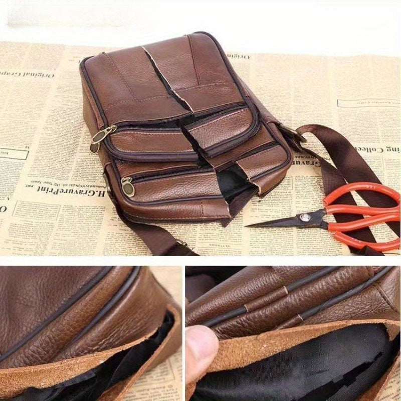 siopsrl | Leather Men’s Shoulder Bag – Spacious Cowhide Bag with Adjustable Strap