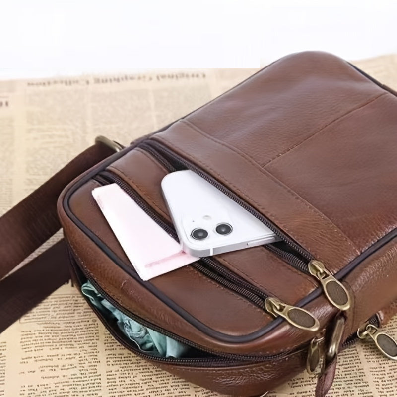siopsrl | Leather Men’s Shoulder Bag – Spacious Cowhide Bag with Adjustable Strap