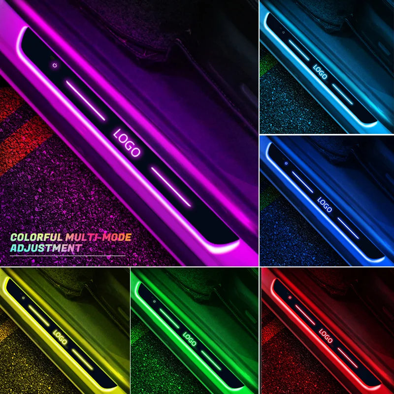 Siopsrl LED Door Sill Scuff Plates — Customizable RGB Neon Lighting