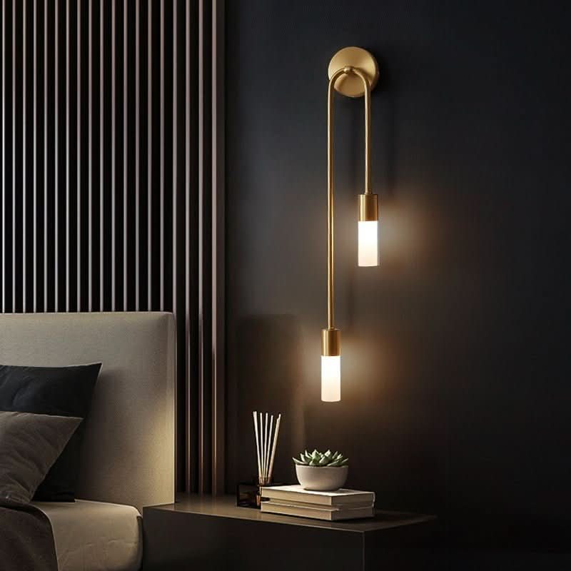 Siopsrl| Modern Gold Wall Sconce – Dual Frosted Glass Lights