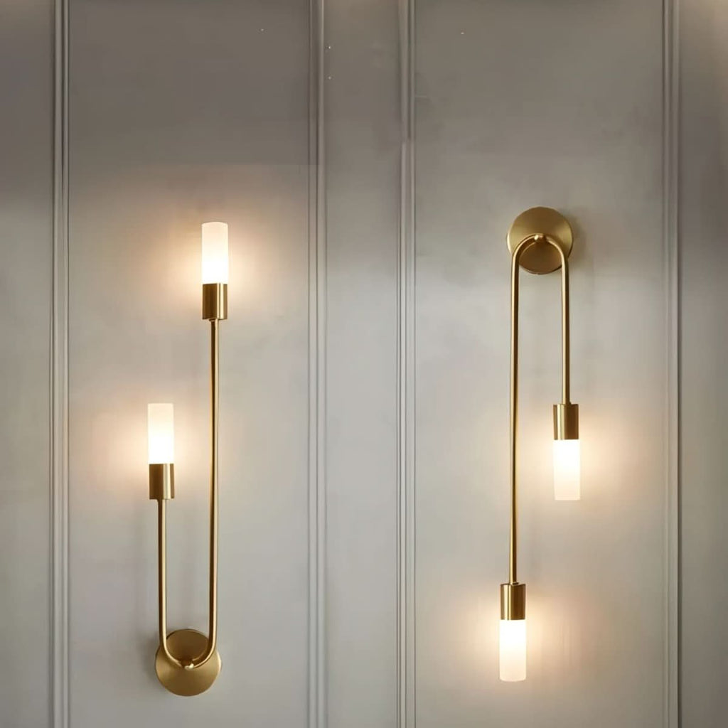 Siopsrl| Modern Gold Wall Sconce – Dual Frosted Glass Lights