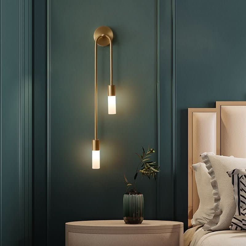 Siopsrl| Modern Gold Wall Sconce – Dual Frosted Glass Lights
