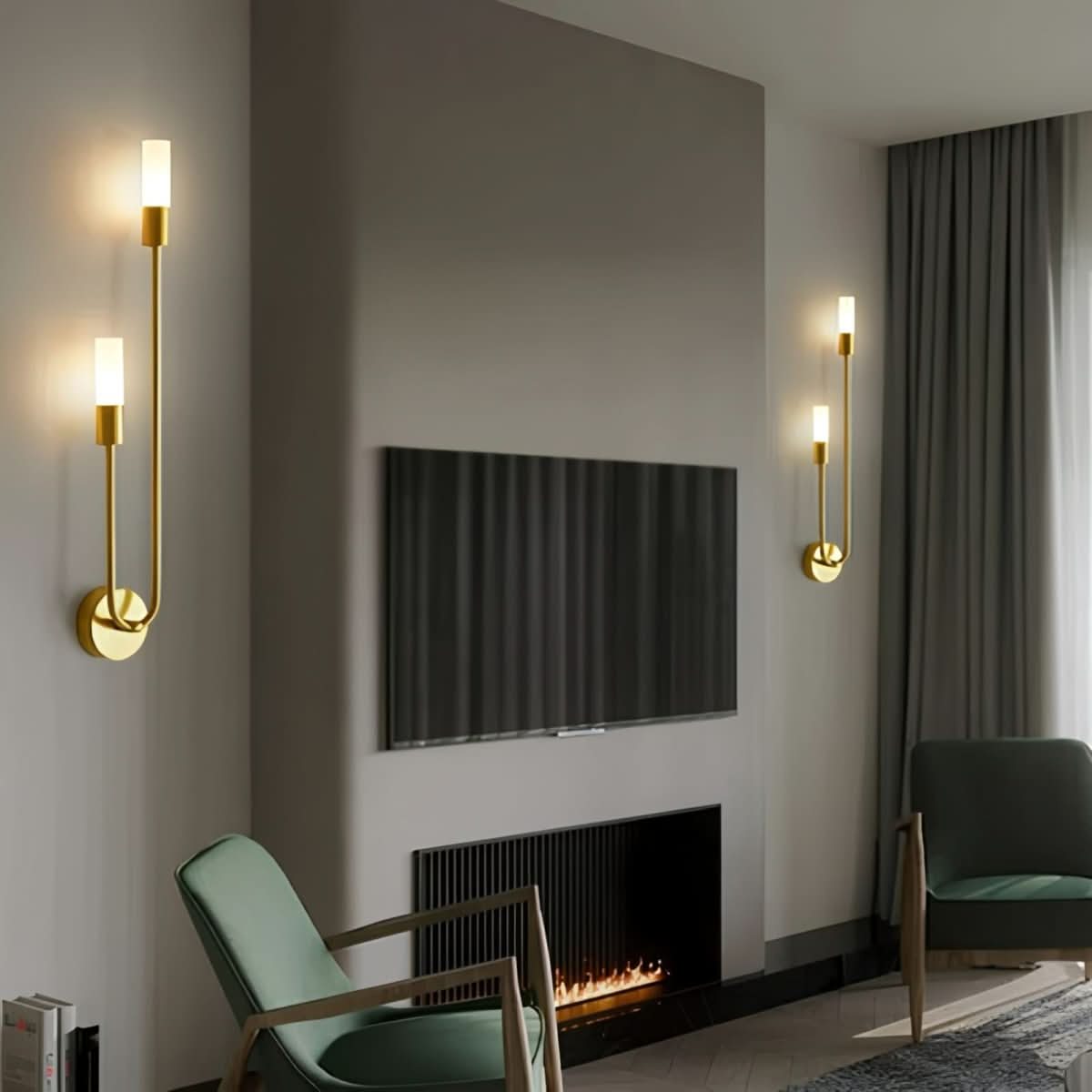 Siopsrl| Modern Gold Wall Sconce – Dual Frosted Glass Lights