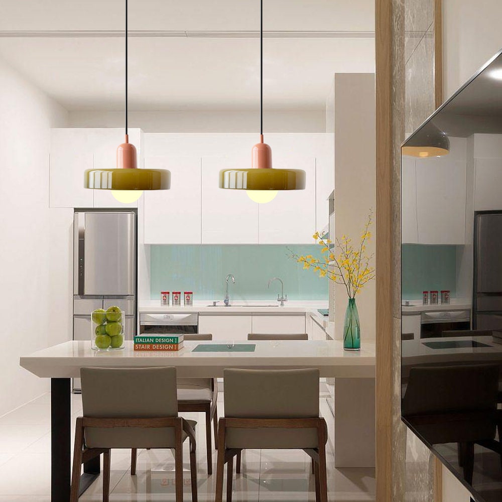Siopsrl| Coloured Glass Pendant Light – Elegant Bauhaus-Style Hanging Lamp for Living Room & Dining Area