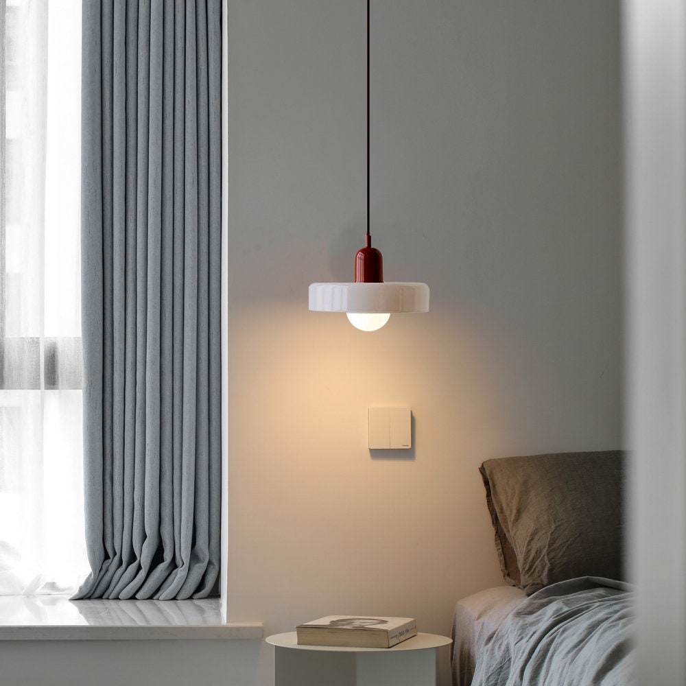 Siopsrl| Coloured Glass Pendant Light – Elegant Bauhaus-Style Hanging Lamp for Living Room & Dining Area