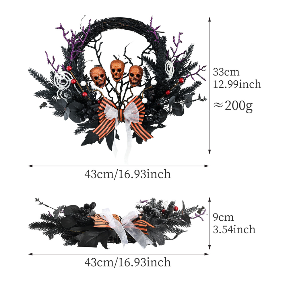 Siopsrl| Halloween Gothic Floral Spiderweb Wreath | Spooky Door Decor
