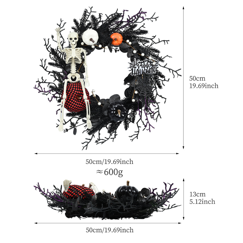 Siopsrl| Halloween Gothic Floral Spiderweb Wreath | Spooky Door Decor