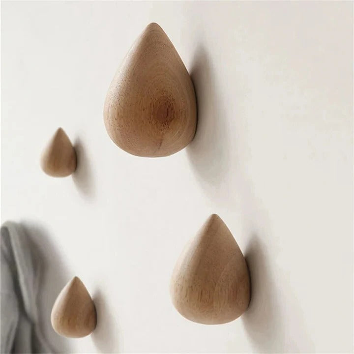 Siopsrl| Beech Wood Water Drop Wall Coat Holder