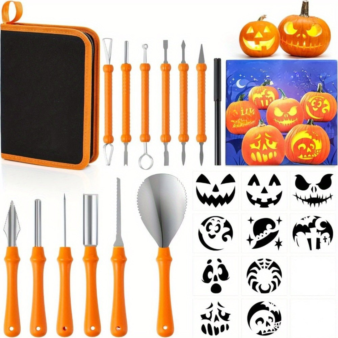 Siopsrl| Halloween Pumpkin Carving Kit with Stencils | Easy Carved Pumpkins Reusable Tools