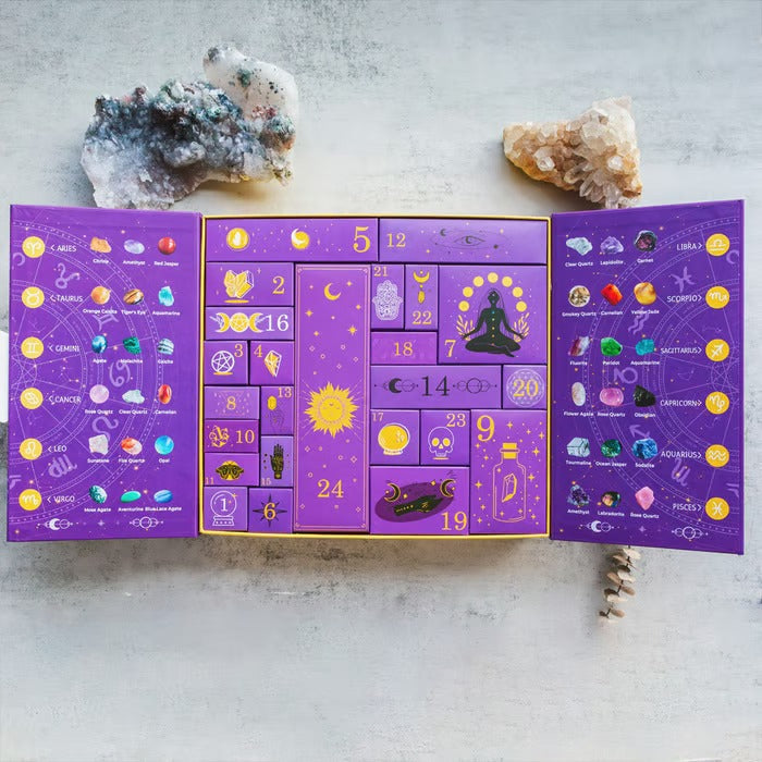 Siopsrl| Halloween Crystal Advent Calendar | 31-Day Countdown Box | Healing Stone Collection