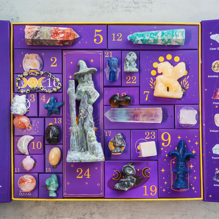 Siopsrl| Halloween Crystal Advent Calendar | 31-Day Countdown Box | Healing Stone Collection