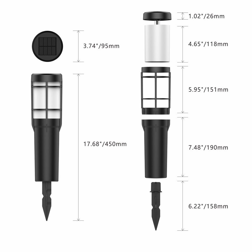 Siopsrl| Solar Path Lights for Outdoor Use, with Flickering Flame and RGB Color Changing, LED Solar Outdoor Lights for Yard, Garden, Path, Lawn - IP65 Waterproof