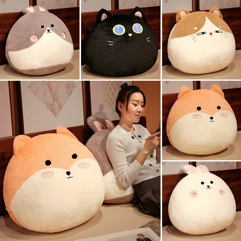 Siopsrl| Round Cat Bunny Fox Pillow Plushie Collection