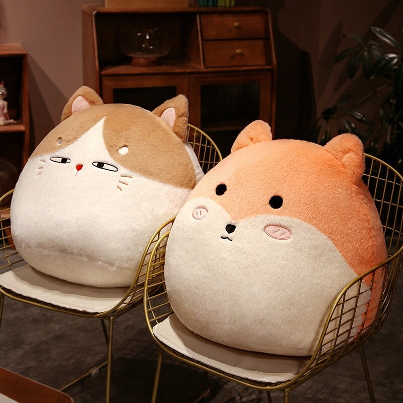 Siopsrl| Round Cat Bunny Fox Pillow Plushie Collection