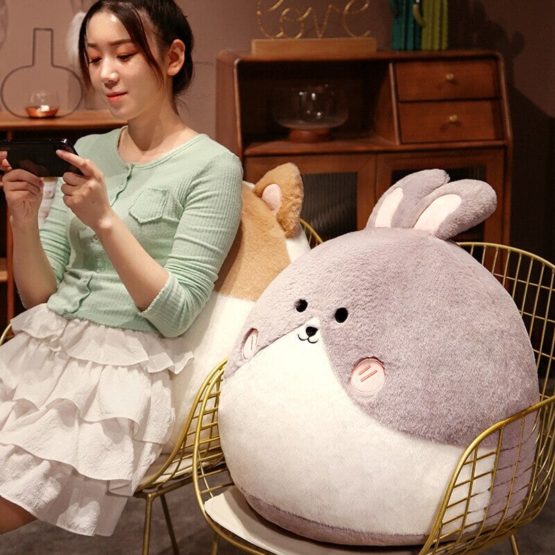 Siopsrl| Round Cat Bunny Fox Pillow Plushie Collection