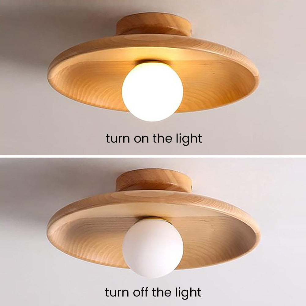Siopsrl| Nordic Wood Round Ceiling Light Fixture - Minimalist Design for Hallway & Living Room Lighting