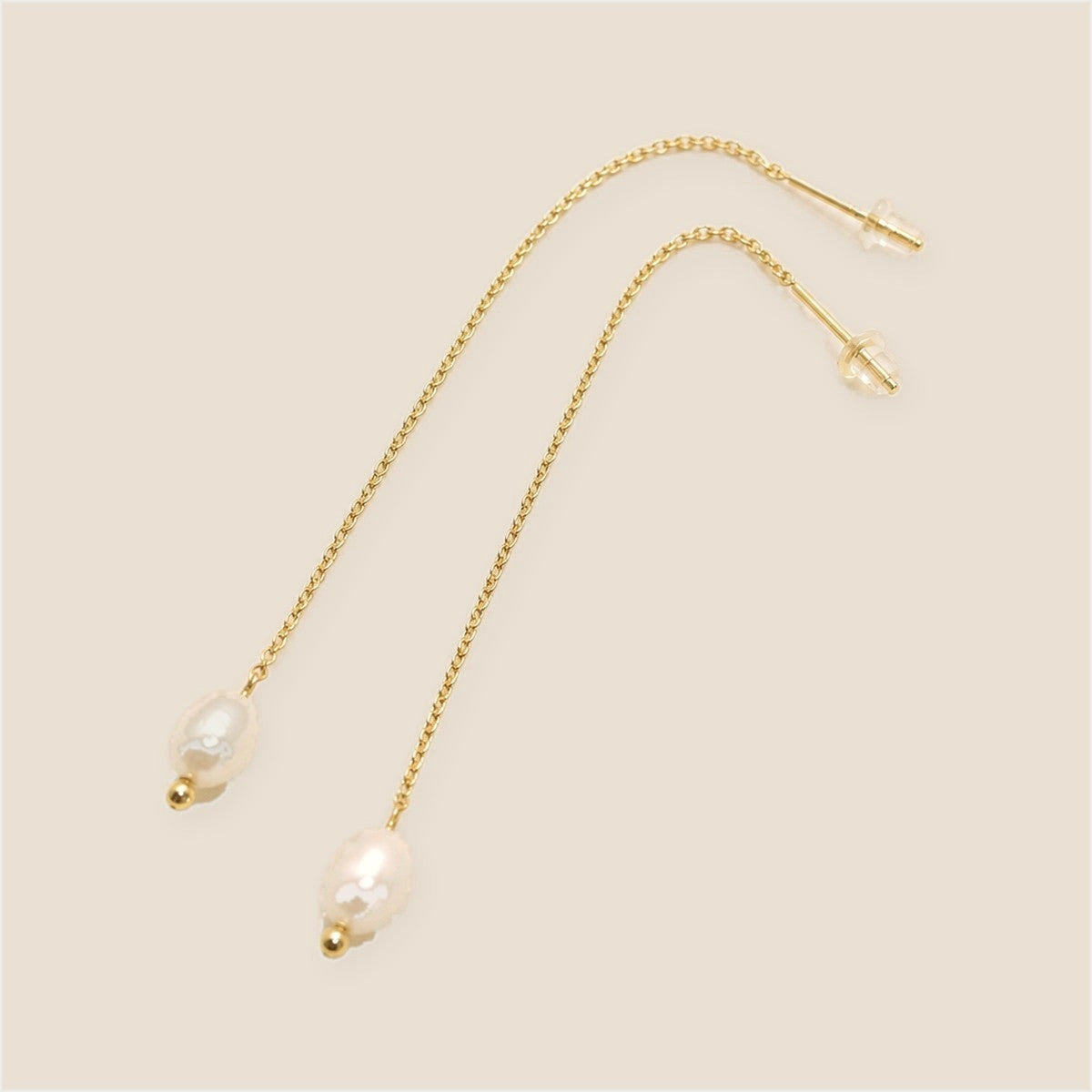 Silk Pearl Threader Earrings