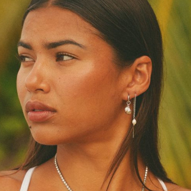 Silk Pearl Threader Earrings