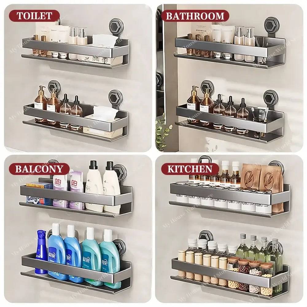 siopsrl | Wall-Mounted Suction Cup Spice Rack Organizer for Kitchen Storage and Easy Access to Spices