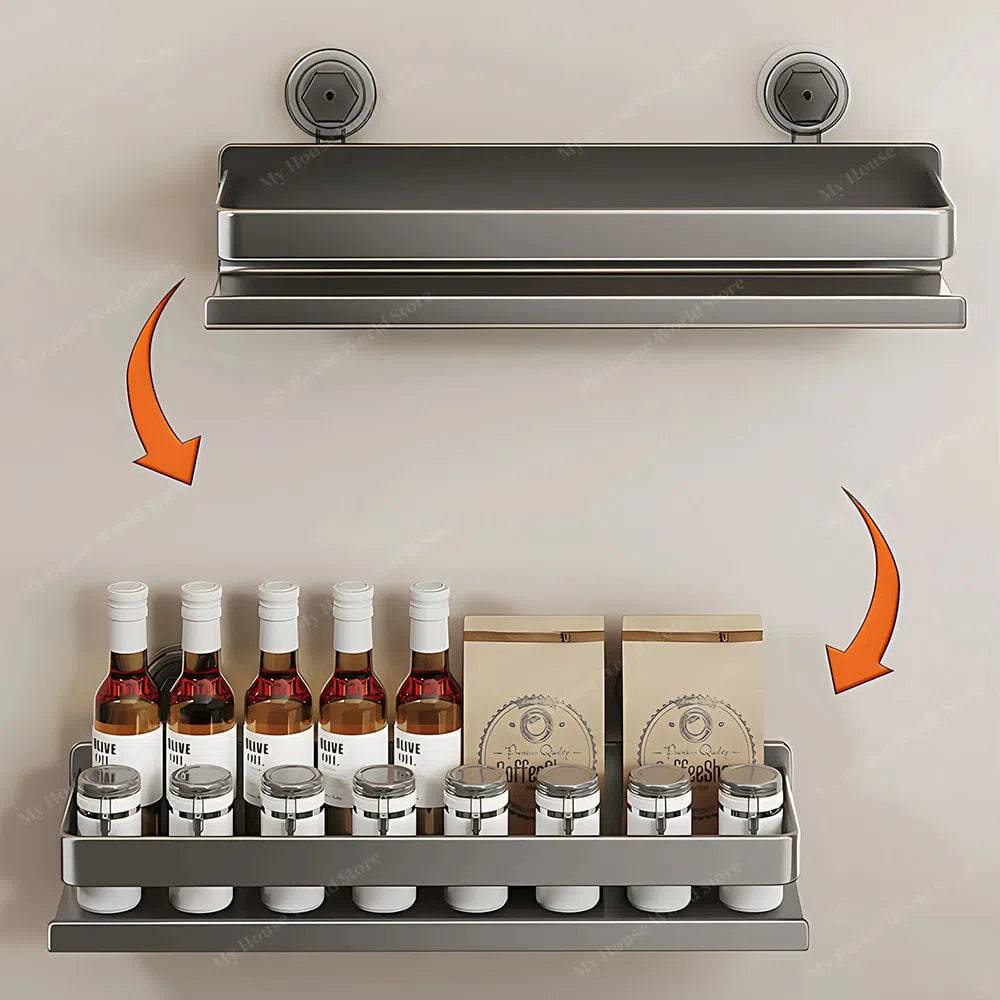siopsrl | Wall-Mounted Suction Cup Spice Rack Organizer for Kitchen Storage and Easy Access to Spices