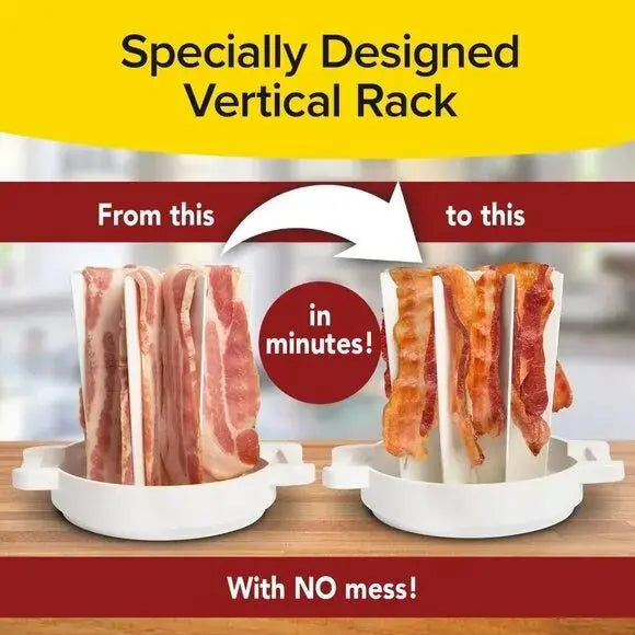 Siopsrl| Microwave Bacon Cooker | Grease-Draining Rack & Splatter Dome | BPA-Free Dishwasher Safe