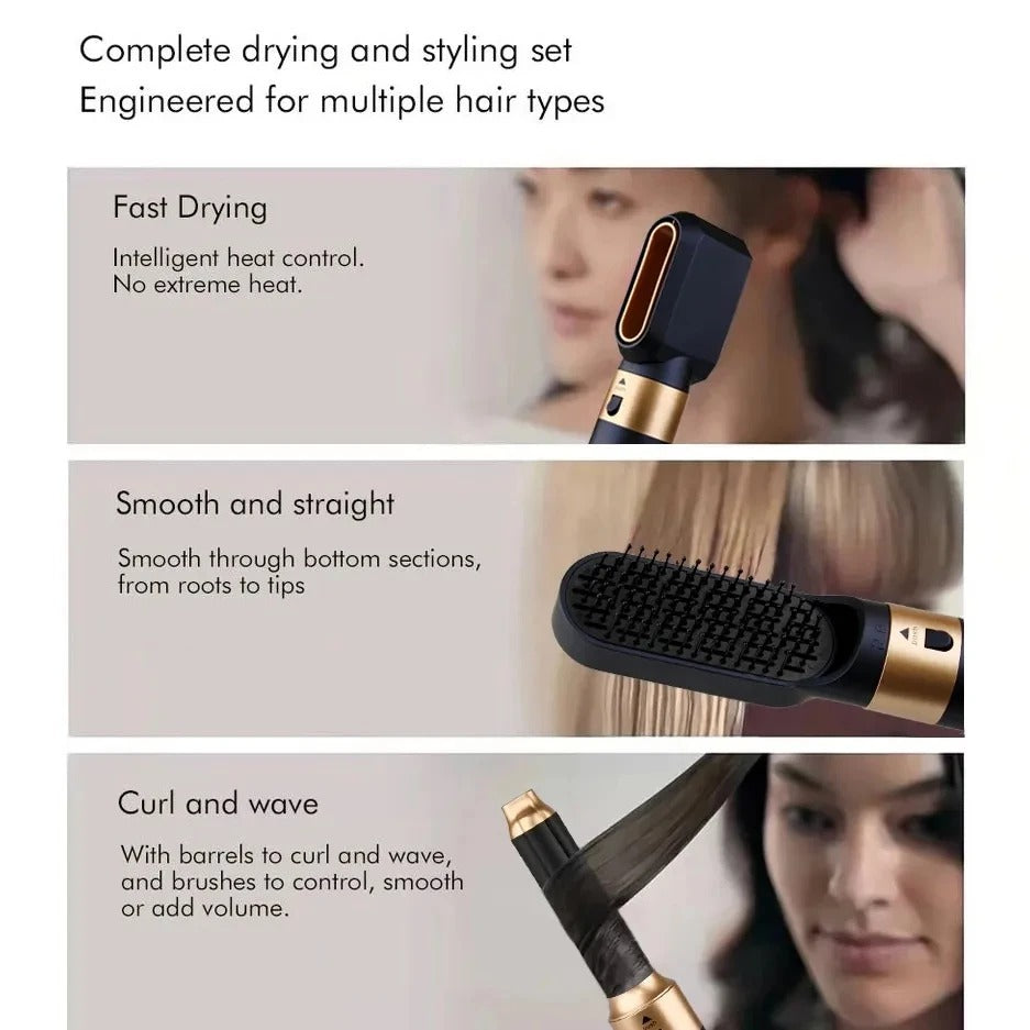 siopsrl | Glossify 5-in-1 Hair Styler | 1000W Hot Air Brush with Ionic Technology