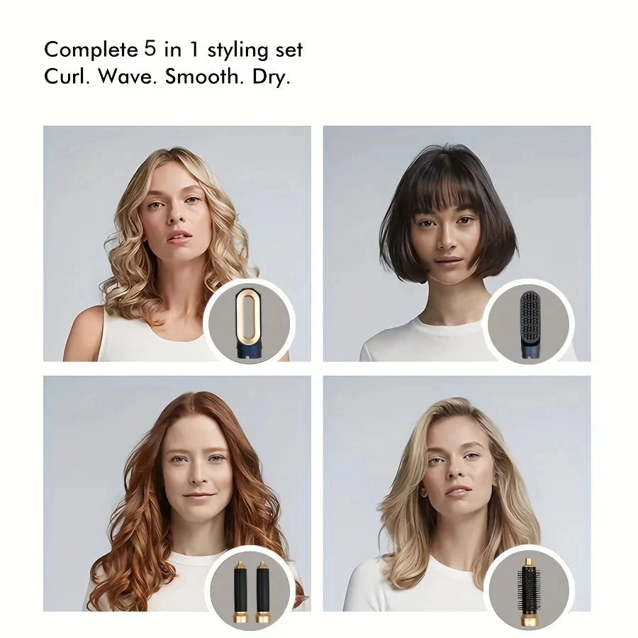 siopsrl | Glossify 5-in-1 Hair Styler | 1000W Hot Air Brush with Ionic Technology