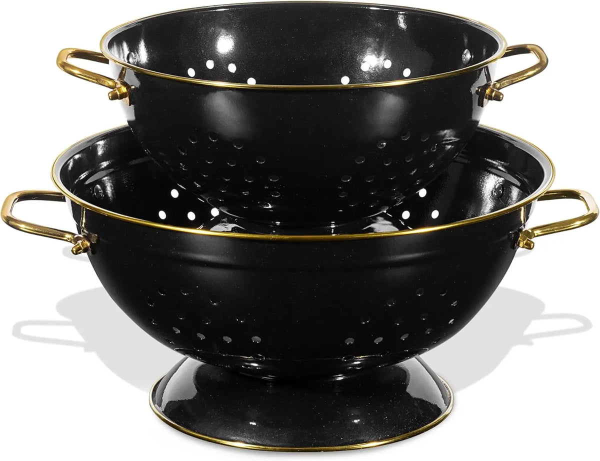 Metal Colander Strainer Baskets with Handles and Solid Base Set of 2 | Siopsrl