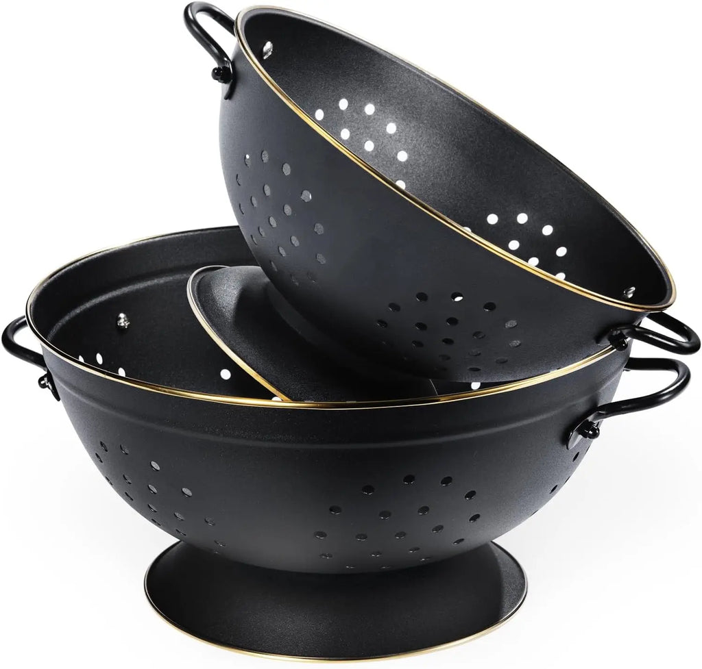 Metal Colander Strainer Baskets with Handles and Solid Base Set of 2 | Siopsrl