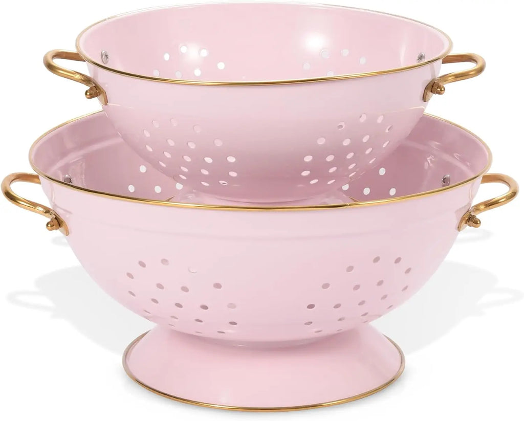 Metal Colander Strainer Baskets with Handles and Solid Base Set of 2 | Siopsrl