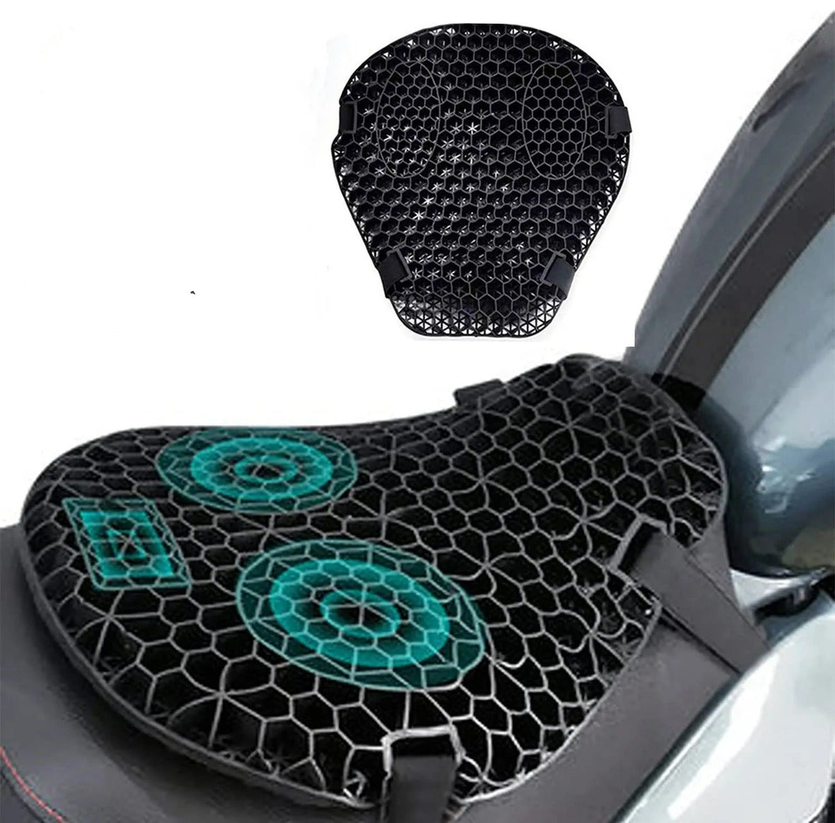 siopsrl | HoneyRide – 3D Honeycomb Shock-Relief Motorcycle Seat Cushion