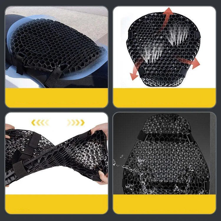 siopsrl | HoneyRide – 3D Honeycomb Shock-Relief Motorcycle Seat Cushion