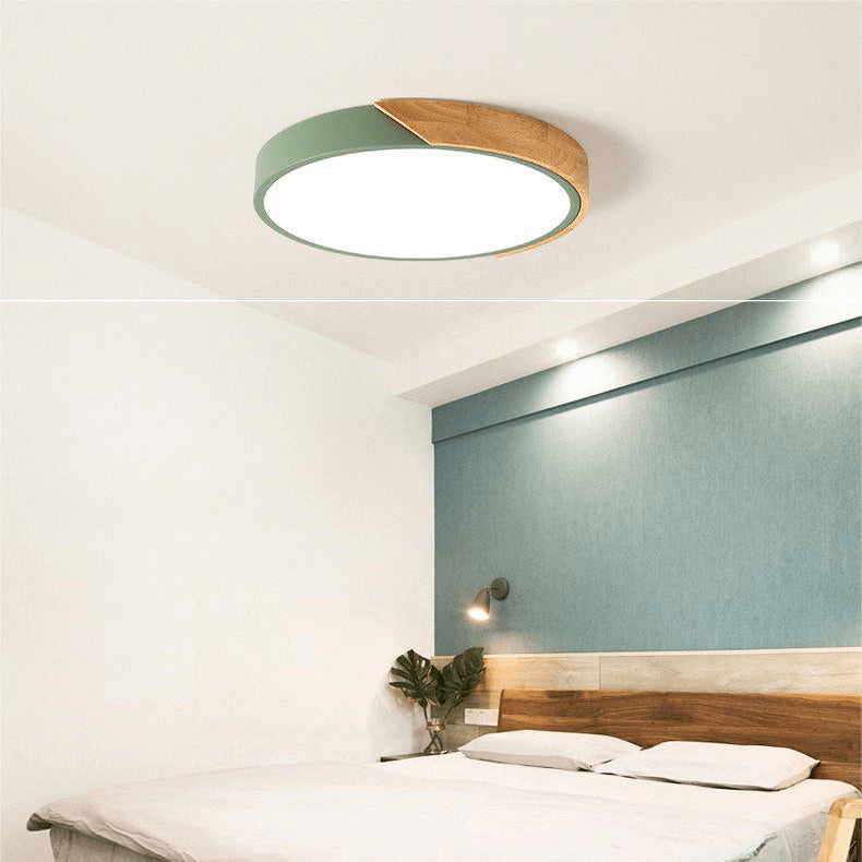 Siopsrl| Nordic Wood LED Ceiling Light – Macaron Design, 23–30cm