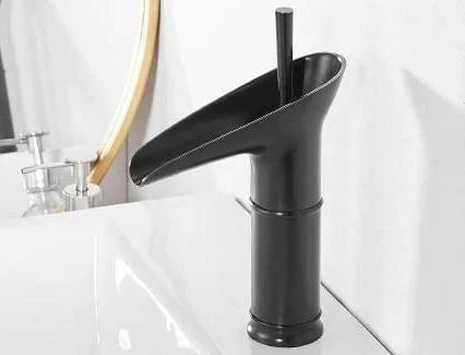 Siopsrl| Antique Brass Waterfall Basin Tap – Vintage Bathroom Mixer Faucet with Hot & Cold Control