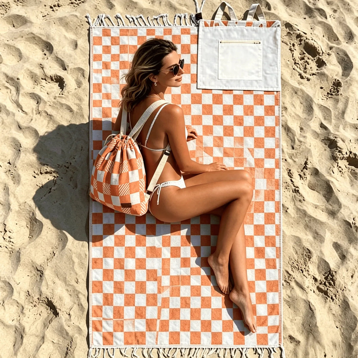 2-in-1 Convertible Towel & Backpack with Inner Zip Pocket & Sand-Repelling Fabric– Pre