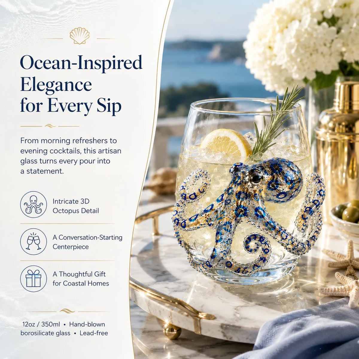 The Perfect Beach House Gif 3D Ocean Animal Artisan Glassware Collection