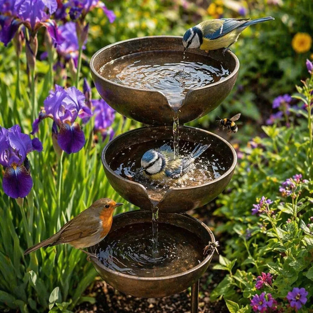 Bring Life Back To Your Garden – Peaceful Cascading Rain Catcher Bird Bath For Welcoming Garden Wildlife🌿🐦