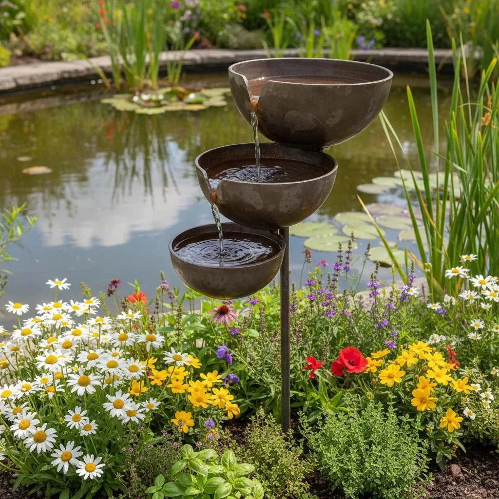 Bring Life Back To Your Garden – Peaceful Cascading Rain Catcher Bird Bath For Welcoming Garden Wildlife🌿🐦