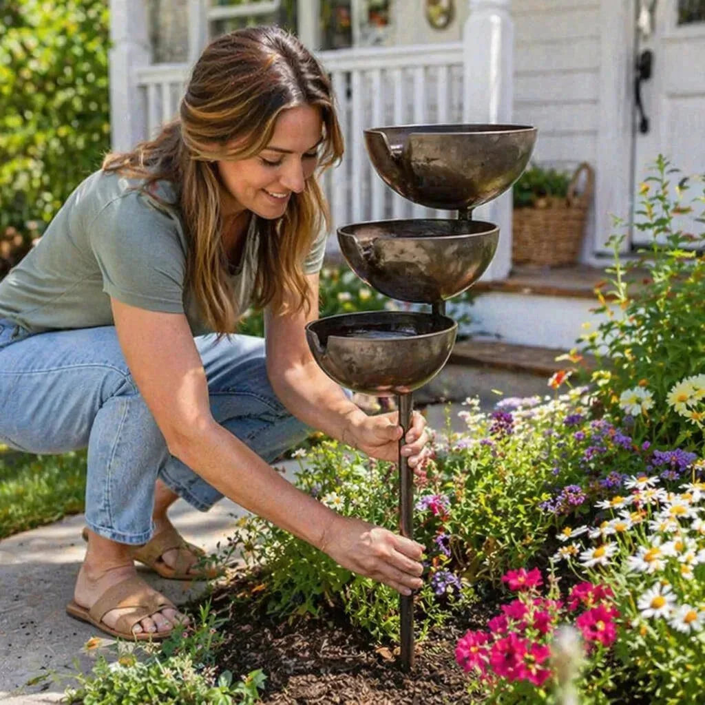 Bring Life Back To Your Garden – Peaceful Cascading Rain Catcher Bird Bath For Welcoming Garden Wildlife🌿🐦