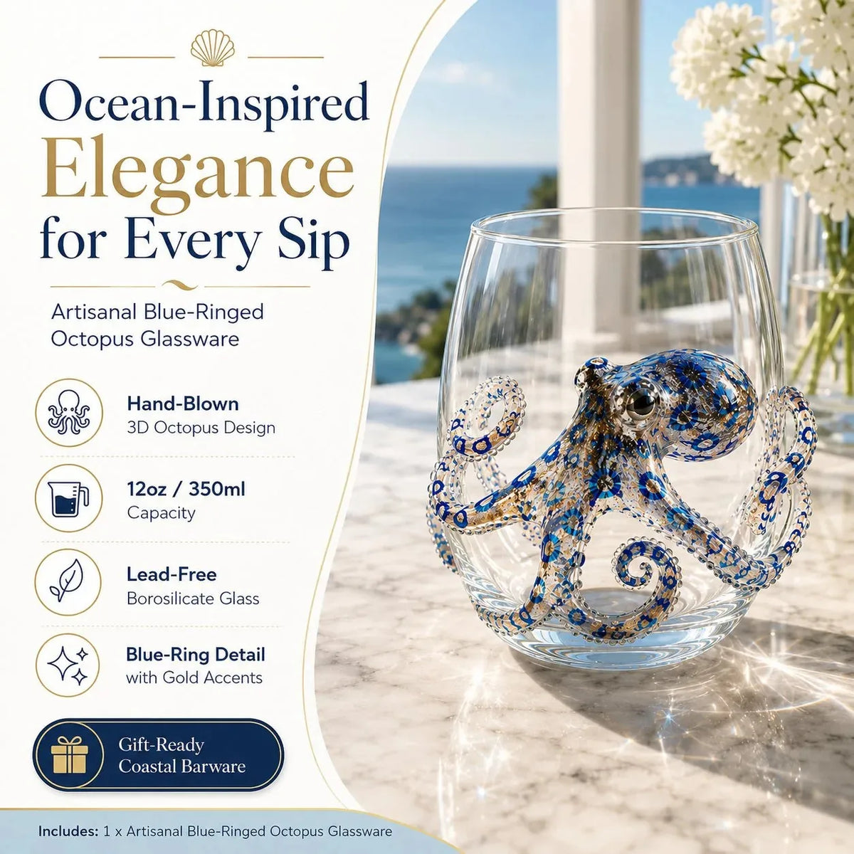 The Perfect Beach House Gif 3D Ocean Animal Artisan Glassware Collection