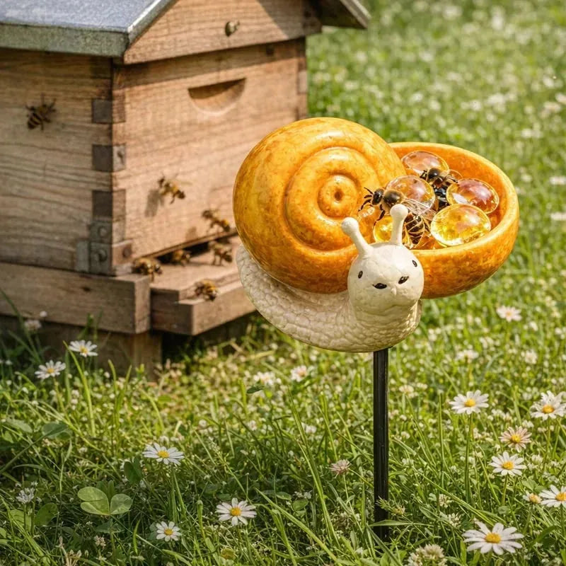 Help Pollinators Thrive! | Frog. Snail & Ladybug Water Bowl Deco