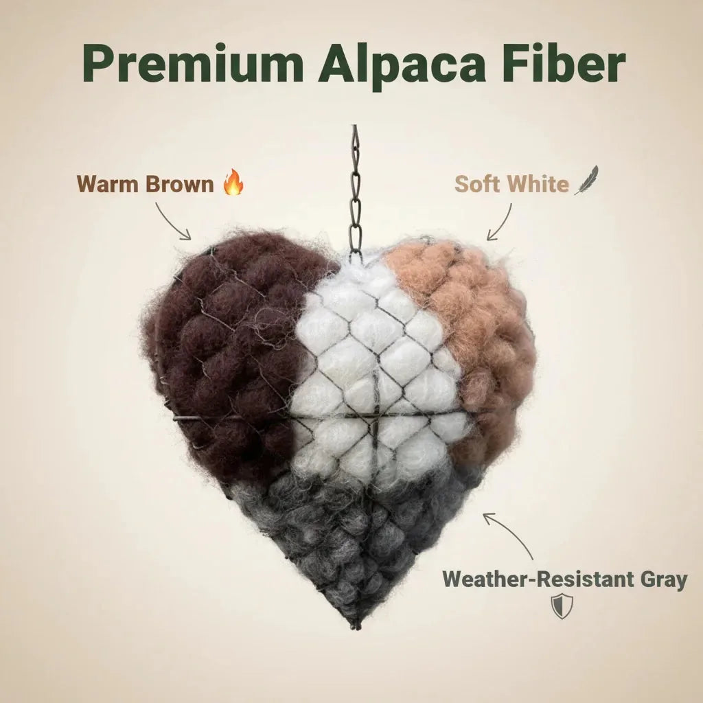 Handmade Alpaca Fiber Bird Nesting Heart